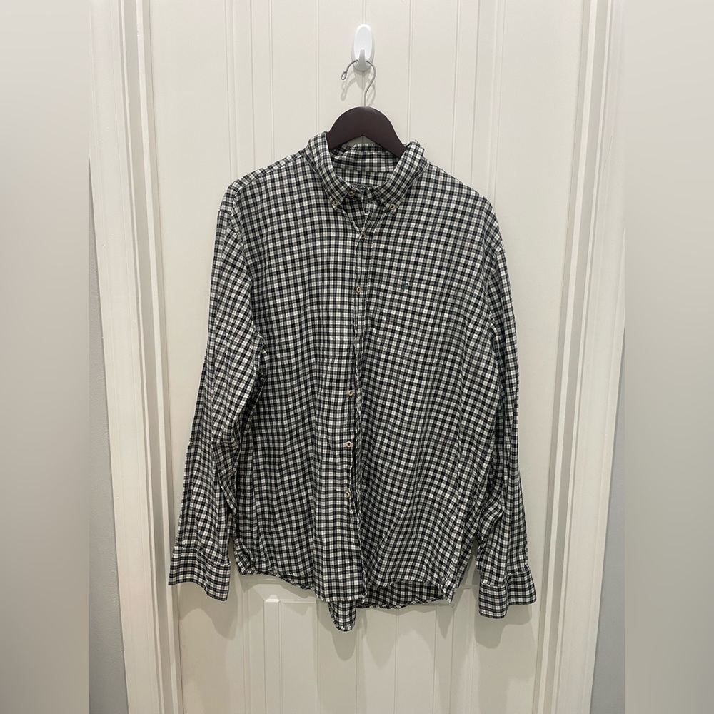 Southern Tide Navy and White Plaid Button-Down Shirt